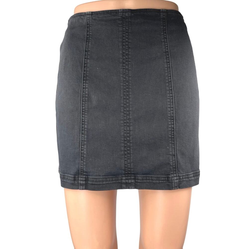 Pacsun Women's Black Mini Straight & Pencil Zipper Denim Jeans Skirt Size 25